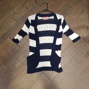 Navy/White Striped Cardigan
